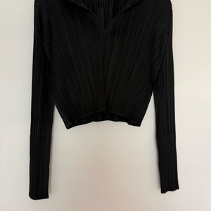 플리츠플리즈 후드 크롭긴팔탑