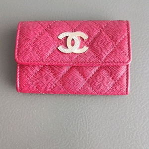 샤넬 핑크 캐비어 카드지갑 이미지