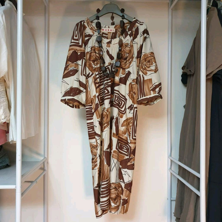 드라이완료)명품 명품 MARNI 마르니 쇼라인 실크 추상패턴 베이비돌 원피스 이미지