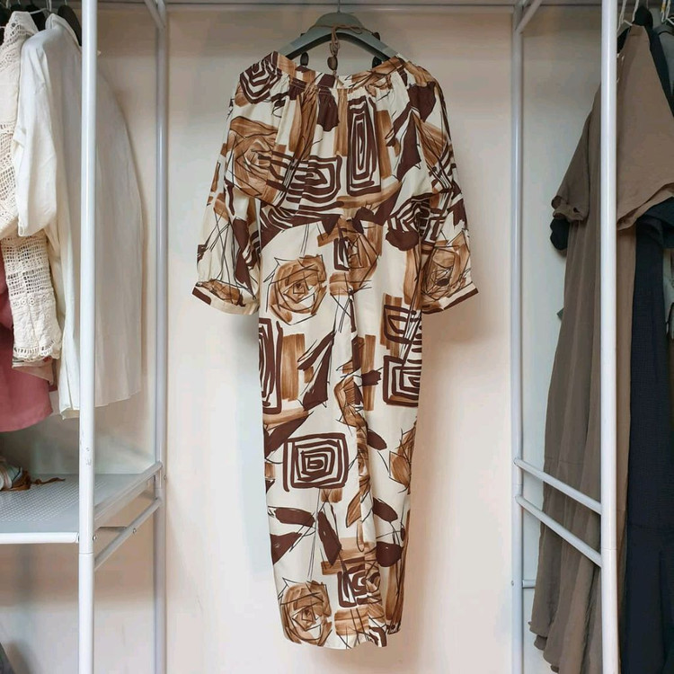 드라이완료)명품 명품 MARNI 마르니 쇼라인 실크 추상패턴 베이비돌 원피스 이미지