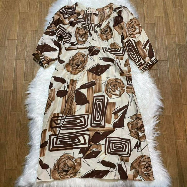 드라이완료)명품 명품 MARNI 마르니 쇼라인 실크 추상패턴 베이비돌 원피스 이미지