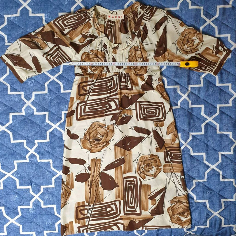 드라이완료)명품 명품 MARNI 마르니 쇼라인 실크 추상패턴 베이비돌 원피스 이미지