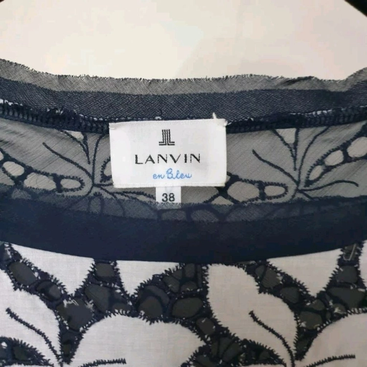 LANVIN 랑방 플라워 기퓌르레이스 디테일 아사면 크롭 블라우스 이미지