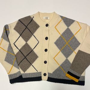 여성 스튜디오톰보이 오버핏 아가일 니트 가디건 F