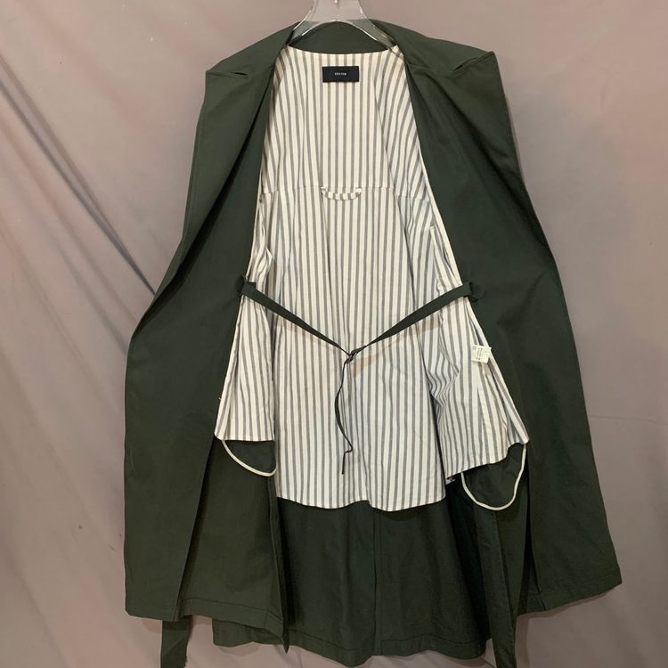 82 시스템 카키 벨티드 오버핏 트렌치 롱코트--4