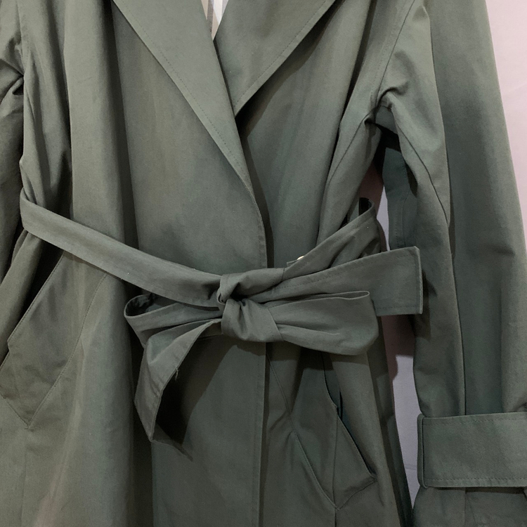 82 시스템 카키 벨티드 오버핏 트렌치 롱코트--3