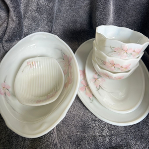 빈티지 팔스톤 밀크글라스 그라탕기 오벌 그릇 접시 세트 팝니다 이미지