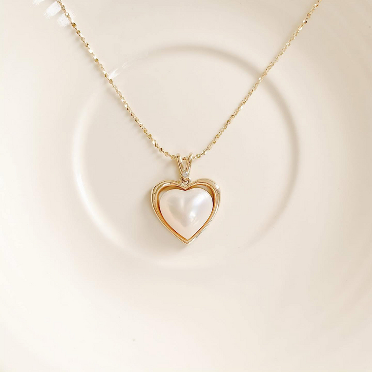 프릿 14K 하트마베 진주목걸이 로즈골드--3