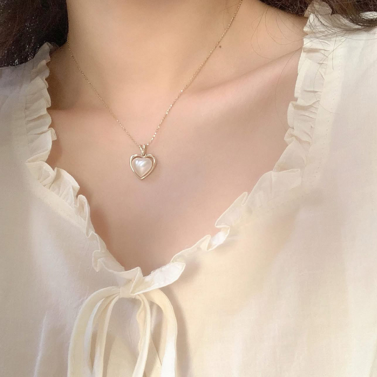 프릿 14K 하트마베 진주목걸이 로즈골드--5