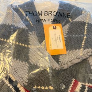 톰브라운 아가일 브이넥 가디건 여성