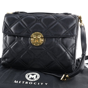 메트로시티 퀄팅 레더 탑핸들 체인 숄더백 크로스백 블랙 이미지