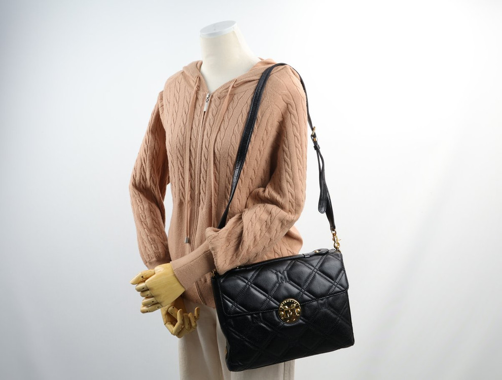 메트로시티 퀄팅 레더 탑핸들 체인 숄더백 크로스백 블랙 이미지