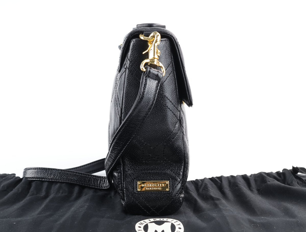 메트로시티 퀄팅 레더 탑핸들 체인 숄더백 크로스백 블랙 이미지