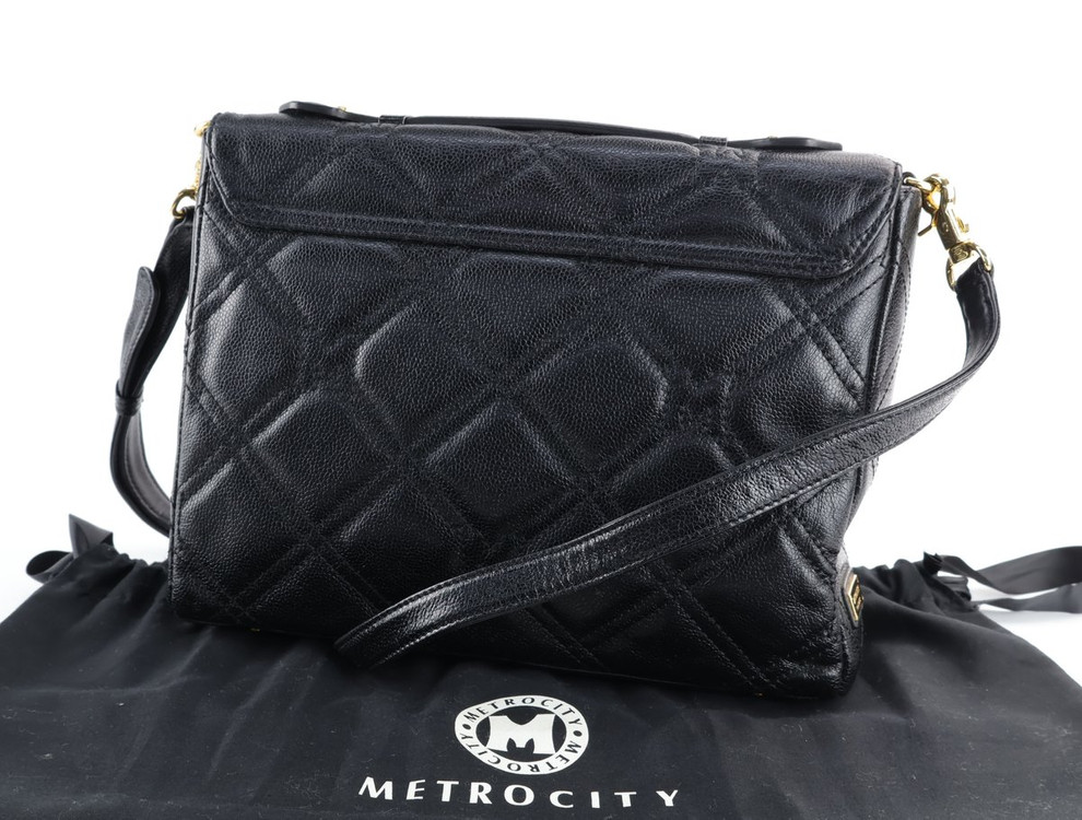 메트로시티 퀄팅 레더 탑핸들 체인 숄더백 크로스백 블랙 이미지