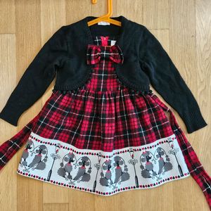 샤리템플 110/120 겨울원피스가디건 세트