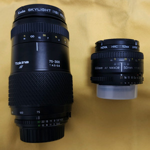 니콘 AF Nikkor 50mm 1:1.8D& tokina af 75-300