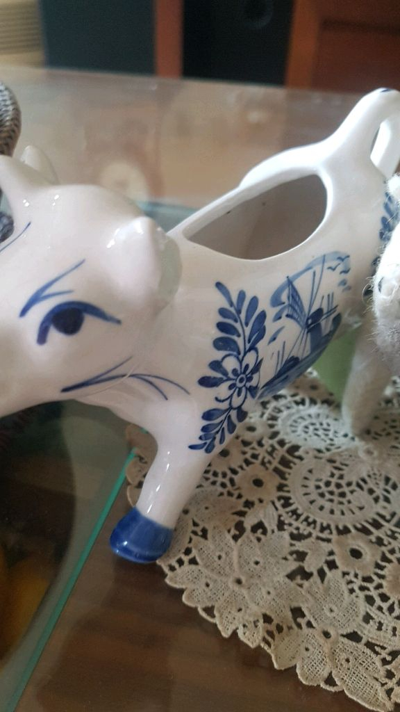 델프트 카우 모양 화분 2개 몽골 양모 낙타인형--1