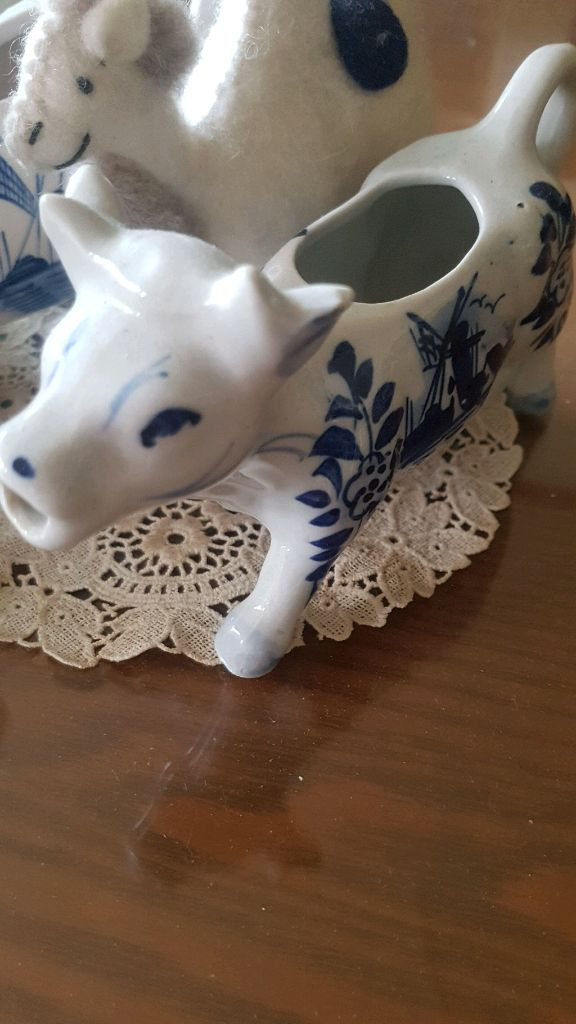 델프트 카우 모양 화분 2개 몽골 양모 낙타인형--2