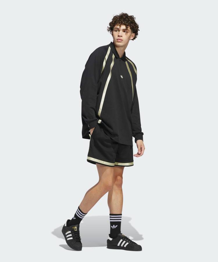 아디다스 오리지널 럭비 폴로 반집업 긴팔티 셔츠 블랙 2XL 이미지