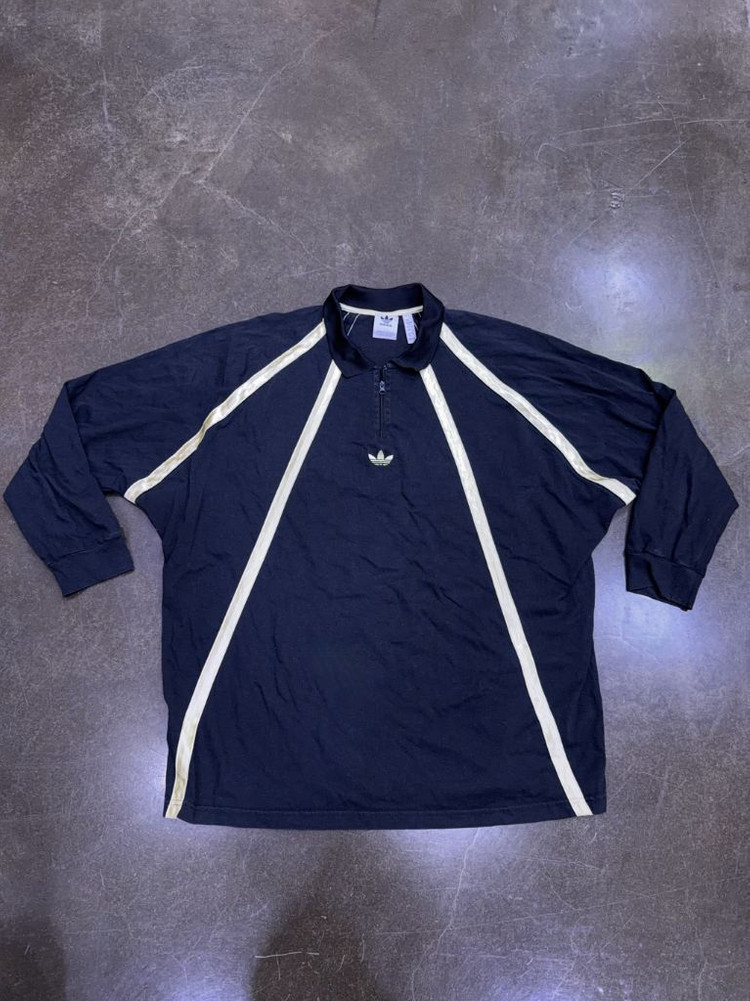 아디다스 오리지널 럭비 폴로 반집업 긴팔티 셔츠 블랙 2XL 이미지