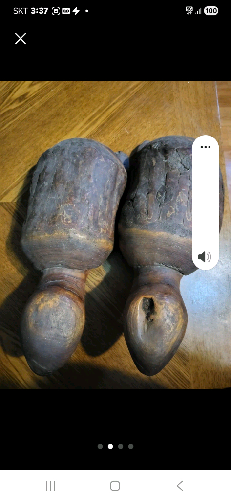 통나무조각 거북이한쌍골동품 가격조정--1