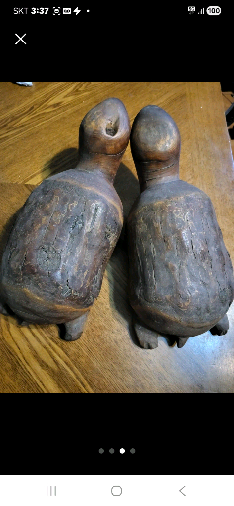 통나무조각 거북이한쌍골동품 가격조정--2