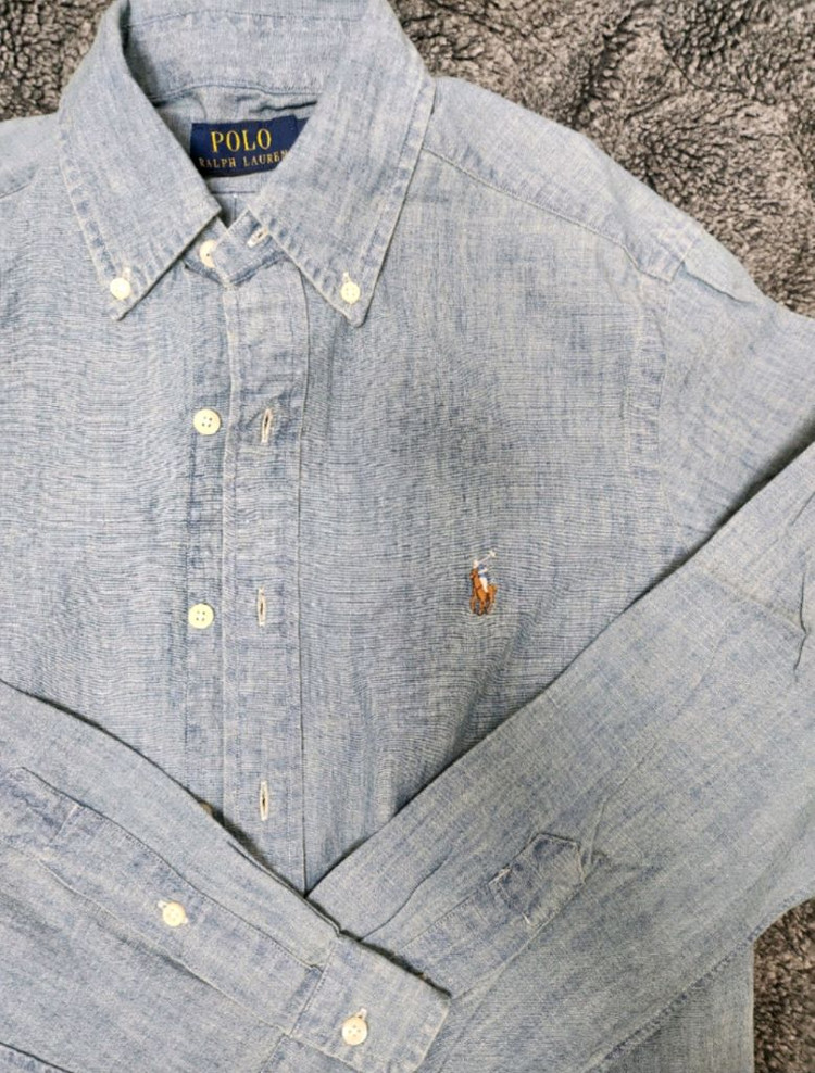 랄프로렌 연청 데님셔츠 공용s사이즈--1