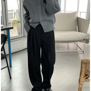 데일리쥬 made 텔츠 핀턱 와이드 슬랙스 검정