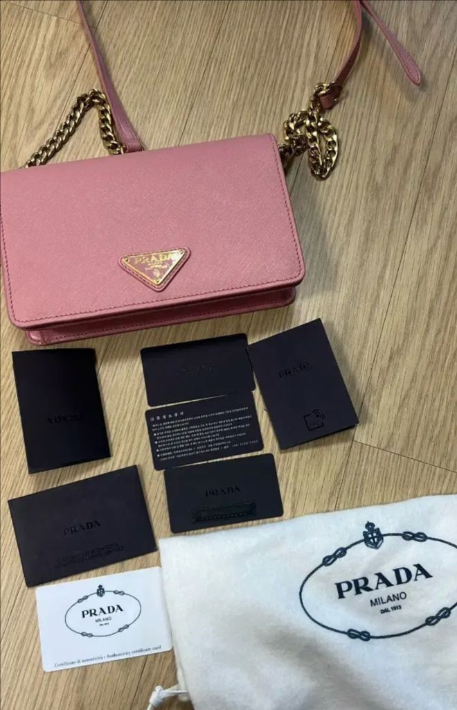 프라다 사피아노 숄더백 핑크--4
