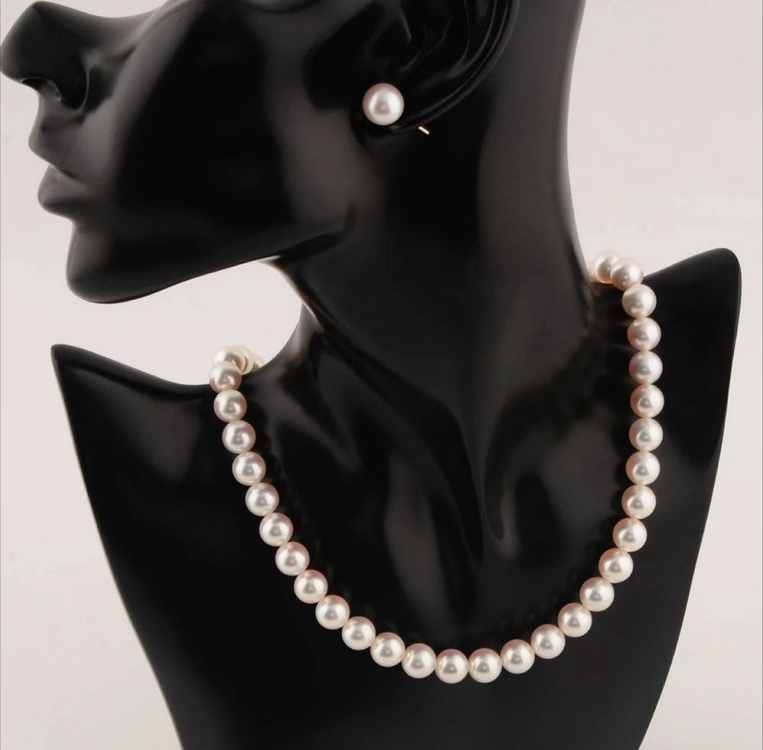 하나다마 최상급 아코야진주 8.5~9mm 비드목걸이 / 9.5~10mm 귀걸이 세트--7