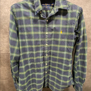 남성 폴로 시그니처 녹색 체크 남방 라지 사이즈 슬림핏 옐로 포니 셔츠 Polo Ralph Lauren