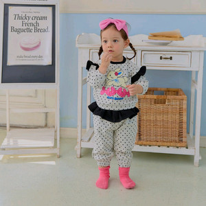 세라베베 토끼 도트 상하복 + 핑크 리본 머리띠(새상품) 이미지