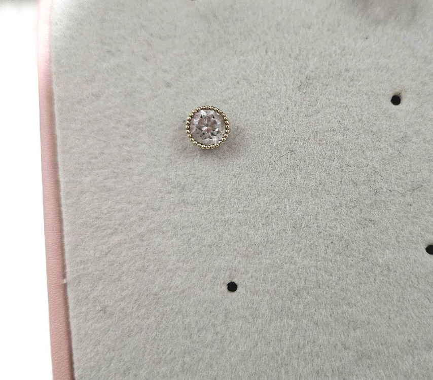 14k 골드 크리스탈 볼드 피어싱--0