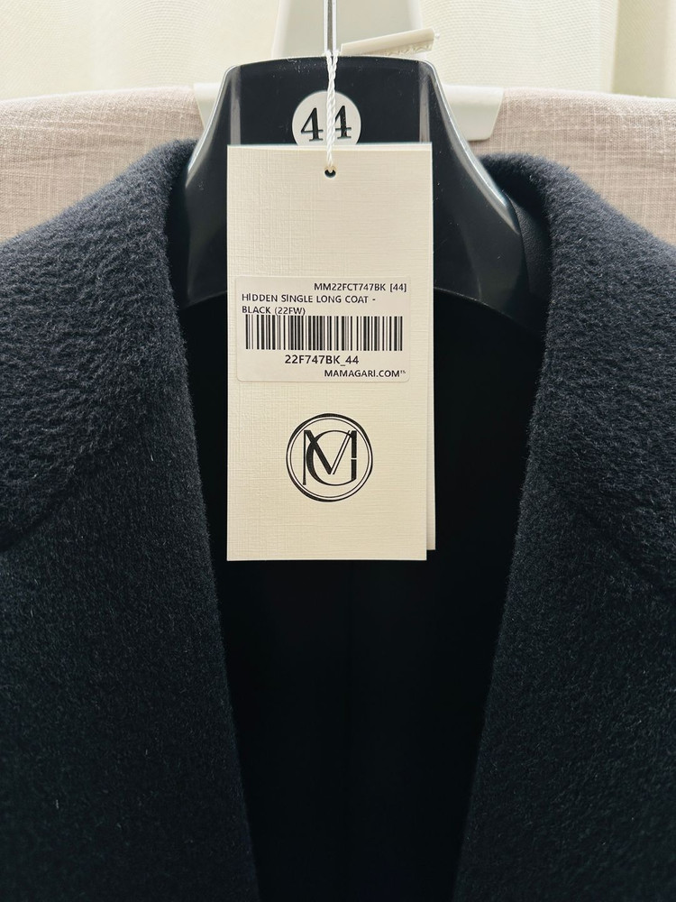 [44] 마마가리 캐시미어 히든 싱글 롱코트 블랙--3