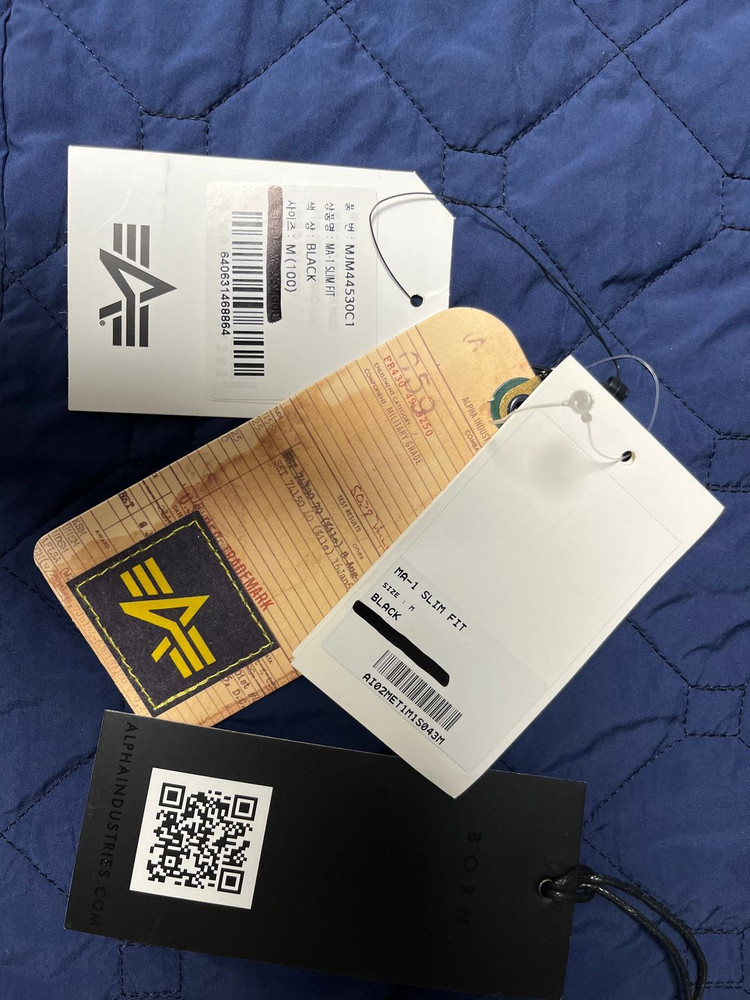 알파인더스트리 슬림핏 MA-1 블랙 M사이즈 새제품 이미지