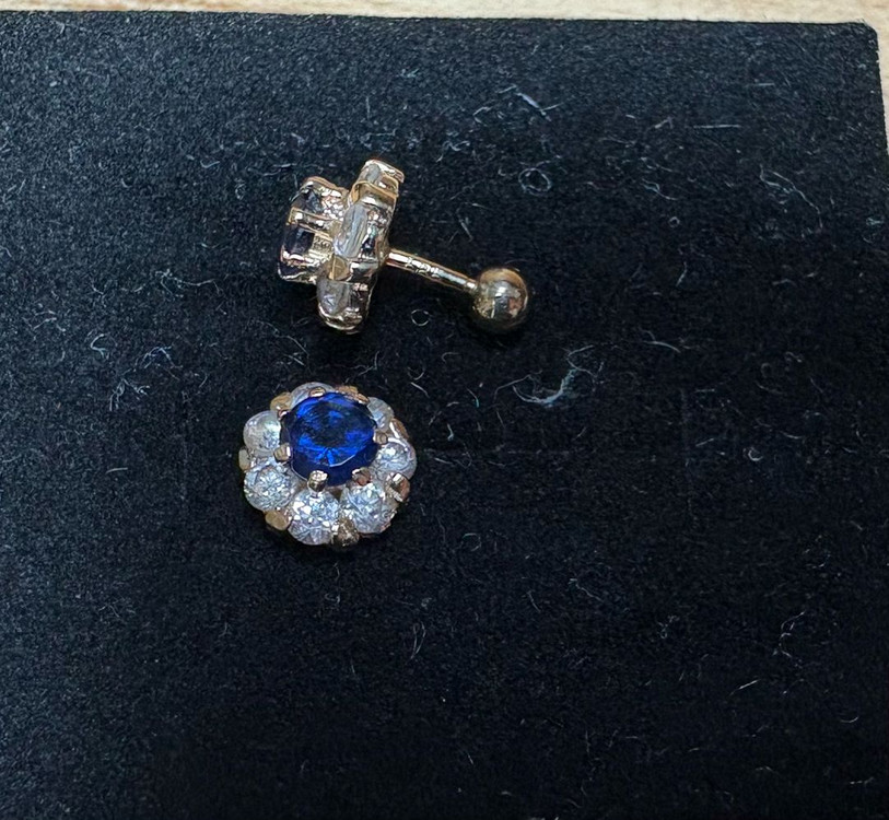 14k 귀걸이 천연 사파이어 귀걸이 피어싱 내놔요 ~~--1