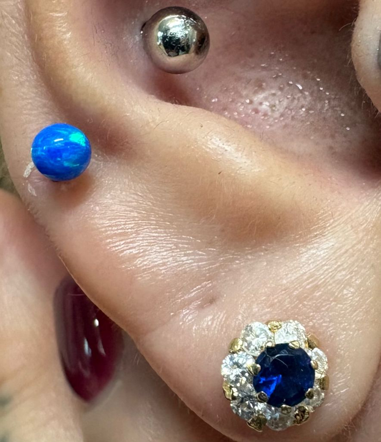 14k 귀걸이 천연 사파이어 귀걸이 피어싱 내놔요 ~~--2