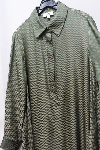 COS 헤링본패턴 레이온 롱셔츠 원피스 EU40--4