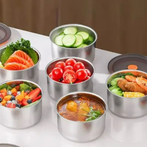 1+1+1+1+1 스텐 304 원형 밀폐용기 반찬통