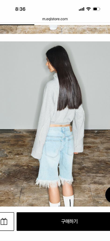 오픈와이와이 레글런 크롭 후디 그레이 패치 후드티--2