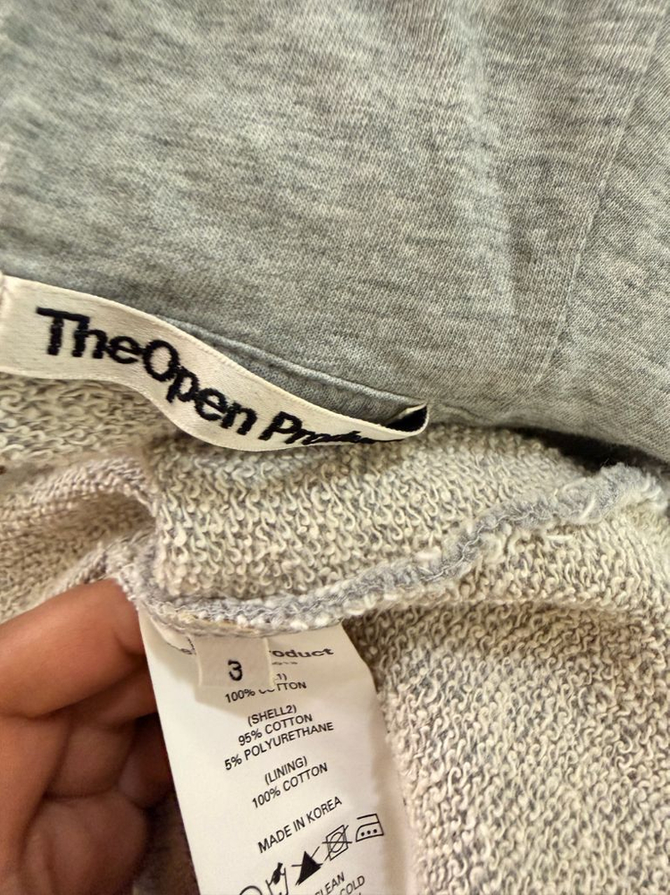 오픈와이와이 레글런 크롭 후디 그레이 패치 후드티--7