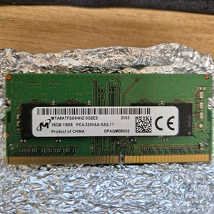 제조사: Micron (마이크론)용량: 16GB규격: DDR4 (PC4-3200AA)형태: 노트북용 메모리 (SO-