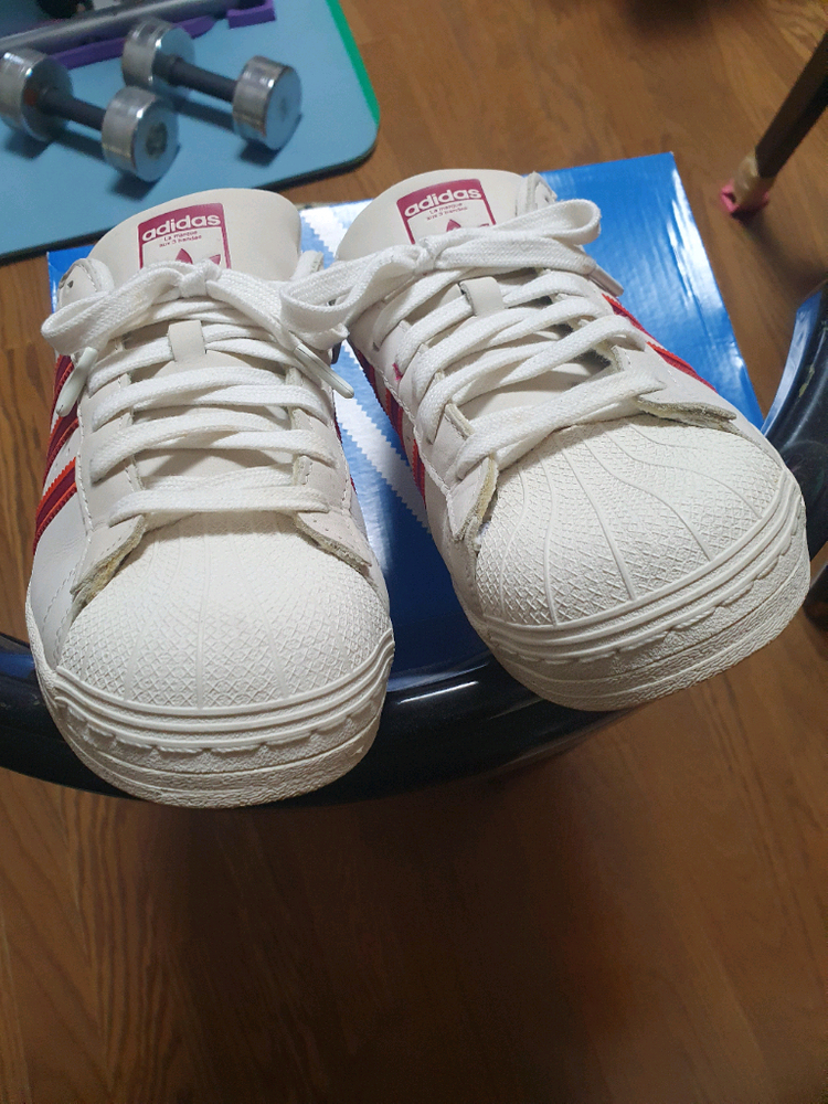 아디다스 슈퍼스타 화이트 레드 스니커즈 운동화--2