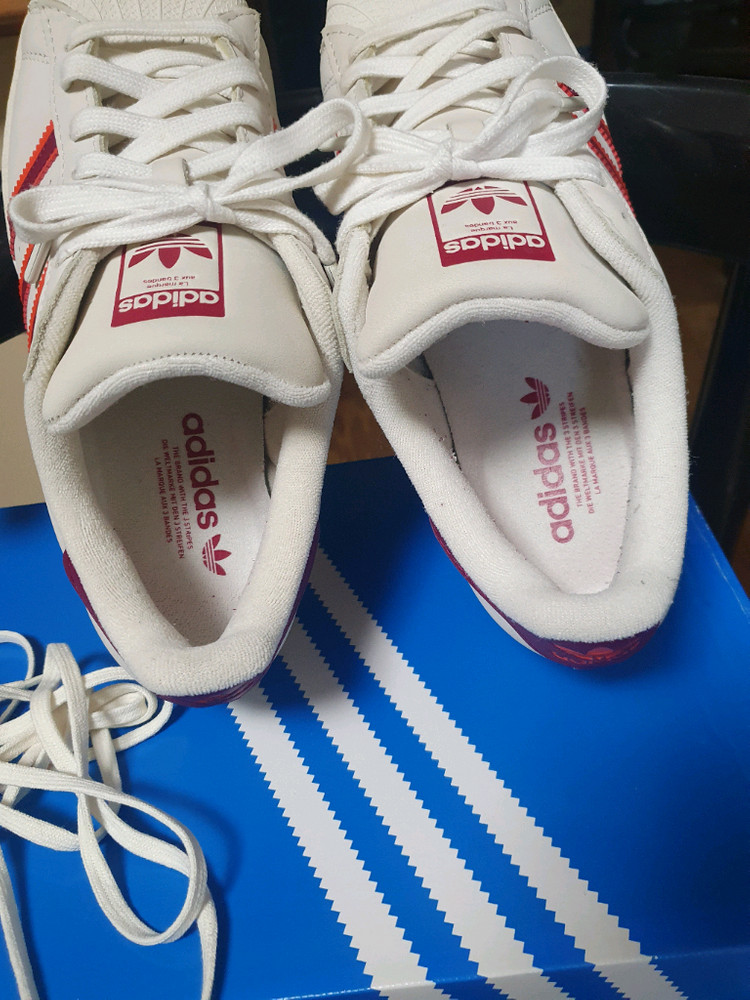 아디다스 슈퍼스타 화이트 레드 스니커즈 운동화--3