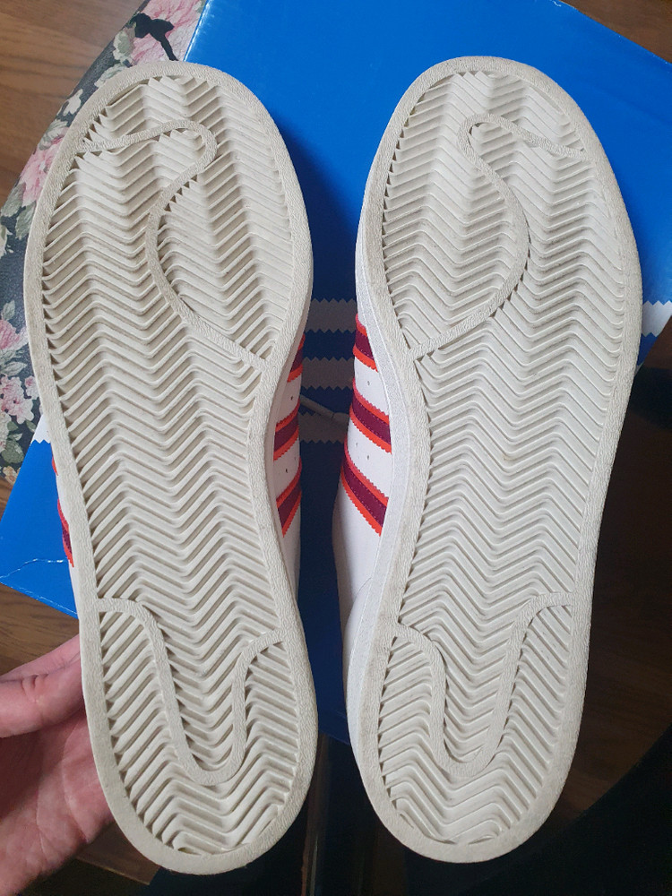 아디다스 슈퍼스타 화이트 레드 스니커즈 운동화--5