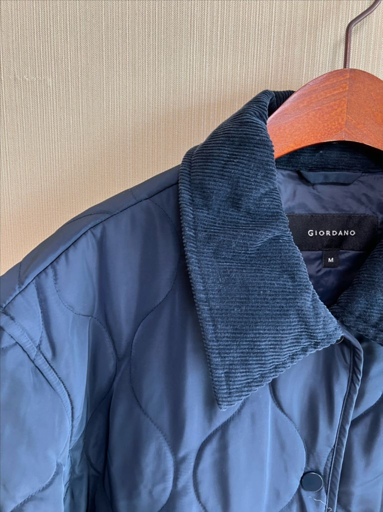 지오다노 여성 패딩자켓 코듀로이 카라 점퍼 이미지