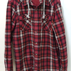 행텐 후드 체크 누빔 셔츠 자켓