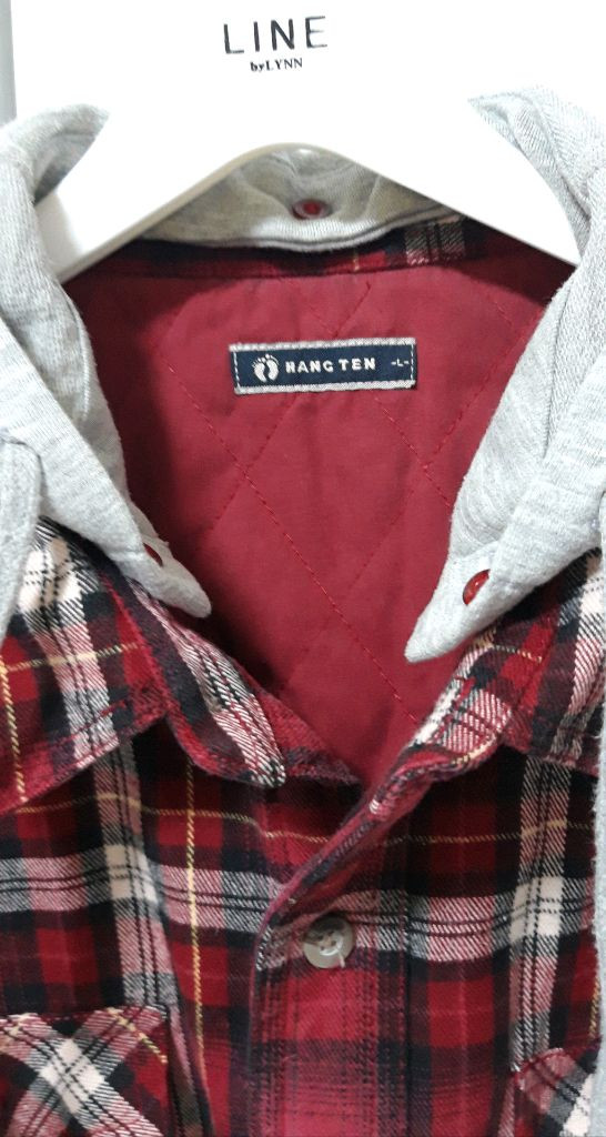 행텐 후드 체크 누빔 셔츠 자켓--2