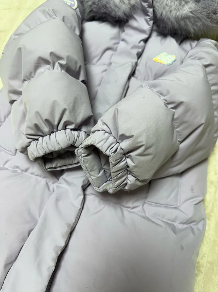뉴발란스 키즈 퍼플 후드 롱패딩 이미지