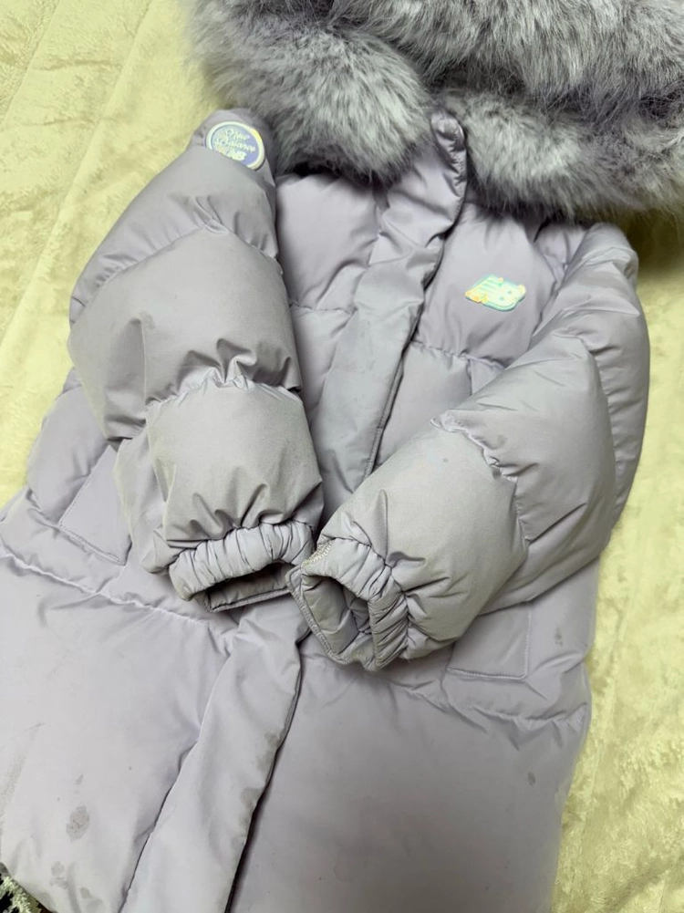 뉴발란스 키즈 퍼플 후드 롱패딩 이미지